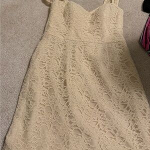 Mori Lee Cream Lace Midi Dress